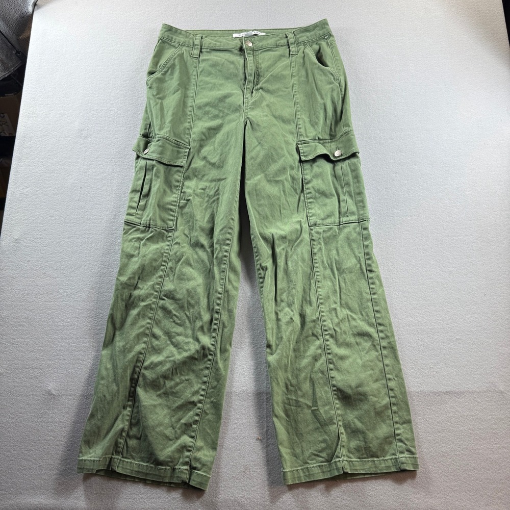 Celebrity Pink Cargo Pants Women 15/32 Green Wide Leg High Rise Utility
